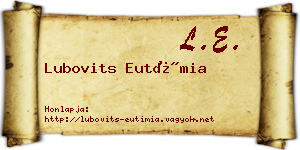Lubovits Eutímia névjegykártya